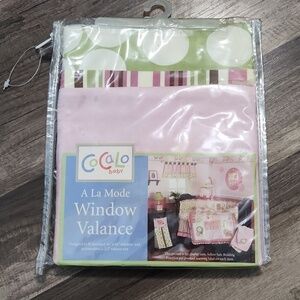 Cocalo A La Mode Valance Pink Plush Fleece Green Polka Dot Floral Baby Vintage
